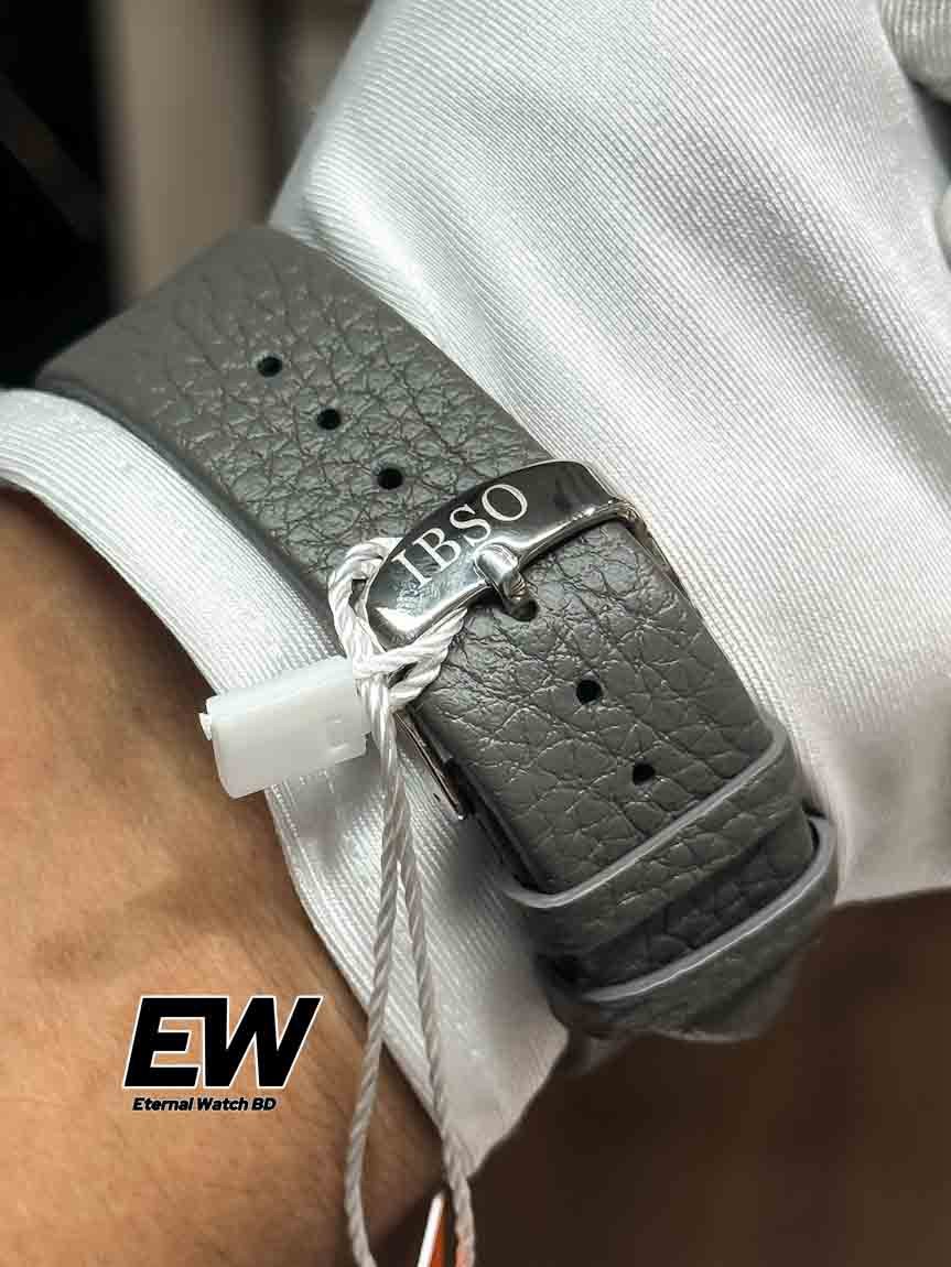 IBSO MINIMALIST SUNBURST GREY DIAL SILVER CASE GREY BELT WATCH - Image 5
